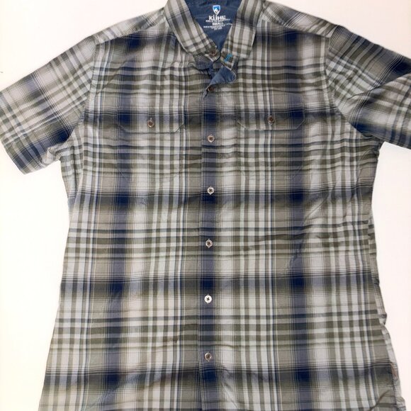 Men's Kuhl Short Sleeve Collared Button Plaid Pocket Shirt - size S - Picture 1 of 10